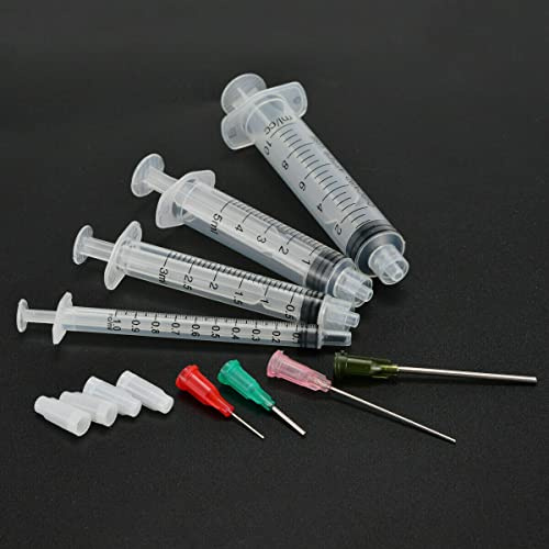 Set med dispenserings-/applikatorflaskor/sprutor, dispenseringssprutor på 1/3/5/10 ml med dispenseringsnålar och lock för gör-det-själv-quilling, akrylmålning, oljeflaska, hantverk, konstverkshobbyer