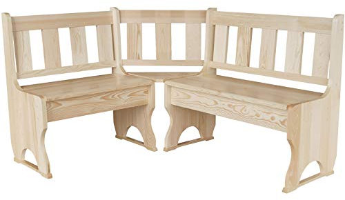 Banc d'angle en pin massif écologique - Non traité (140 x 160)