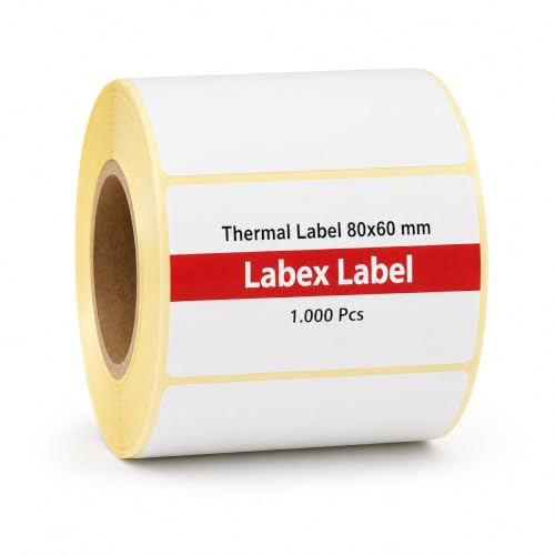Etichette termiche 80x60 mm su rotolo – Etichette Magazzino Codice a Barre Termica Diretta – 1 rotoli 500 etichette – Senza nastro – TSC Godex compatibili – Labex Label