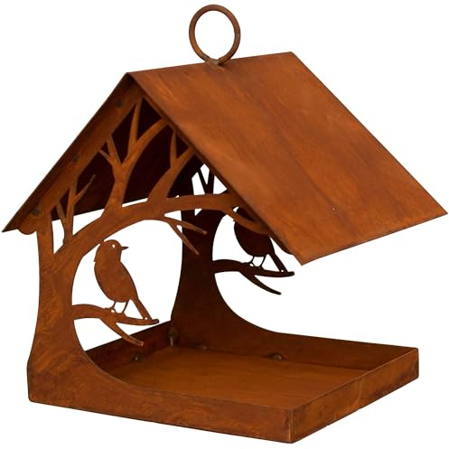 Edelrost Garten Deko Windlicht Vogelhaus Gartendekoration Dekorieren rostige Dekoration Landhaus Vogelfutterhaus Futterstation