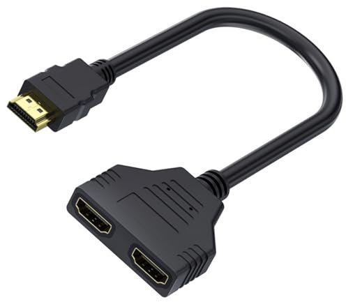 SEMINISMAR Adattatore Splitter HDMI, 1080P, 1 in 2 Out, Nero, 30 cm