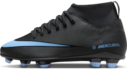 Nike Jr Superfly 10 Club Fg/Mg Football Shoe, Black/Ice Blue, 2 UK