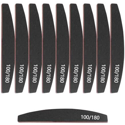 Rnitle Limas de Uñas, 10 Piezas Lima Uñas Gel 100/180, Limas para Uñas de Doble Cara Set Gel Acrílico Limas, Limas de Uñas Profesionales