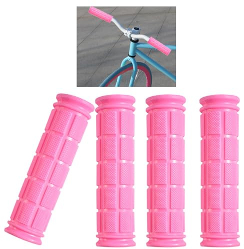 Esforzarse 2 pares de empuñaduras para manillar, 22 mm, mangos ergonómicos para manillar de bicicleta de montaña, scooter (rosa rojo)