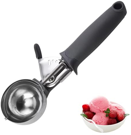 Ice Cream Scoop Stainless Steel – Heavy Duty Ice Cream Spoon with Ergonomic Non-Slip Handle, Dishwasher Safe for Frozen Dessert & Cookie Dough