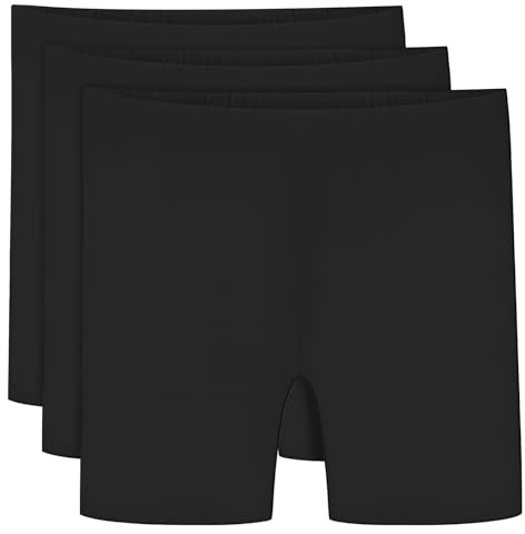 srclo Girls Cycling Shorts Age 5-13 Teen Kids Cotton PE Dance Cycle Gymnastic Breathable Under Dress Short for Girl 3 Pack Black