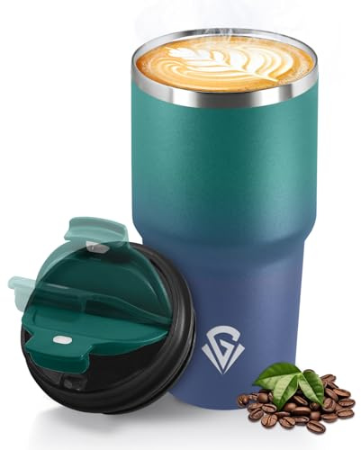 HoneyHolly Termo Cafe 600 ML, Reutilizables, Vaso Termico Cafe Antigoteo para Coche, Acero Inoxidable 304, Taza Termica Para Llevar, Termo Café Hermético para Café Frío y Caliente, Leche y Té