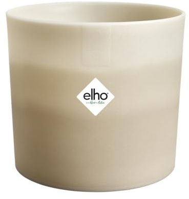 Elho Colour Gradiant Rond 18cm - Maceteros Decorativos Interior - 100% Plástico Reciclado - Ø 18.2 x H 16.8 - Beige/Beige Arenaria