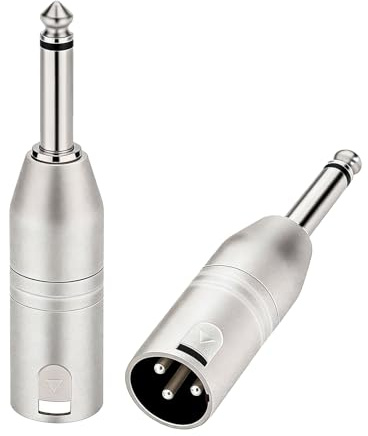 2 adaptadores XLR jack de 6,35 mm, macho a hembra, adaptador TRS a XLR, conectores duraderos para instrumentos musicales, grabación profesional y sistemas de sonido en compatibilidad