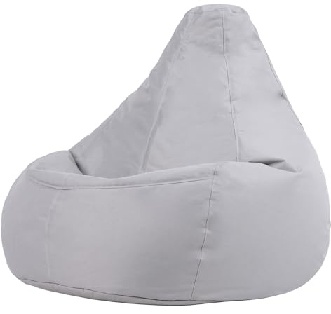 Bean Bag Bazaar Dalton Outdoor Bean Bag, Grey, Garden Chair, Water Resistant Fabric, Gaming Beanbag with Filling Included, Balcony Chair, Garden Seat, Outdoor Seating