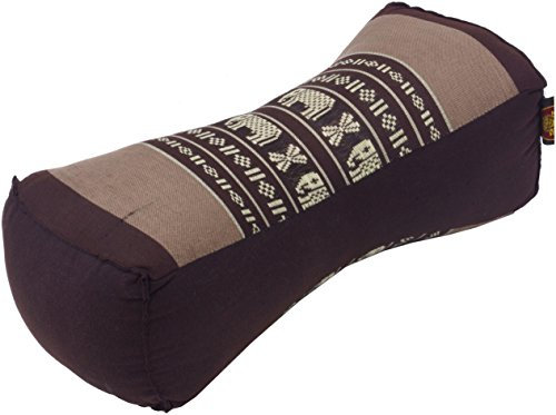 GURU SHOP Nackenkissen, Nackenstütze Thaikissen Kapok - Elefant/Braun, 11x14x32 cm, Nackenkissen im Thai-Stil