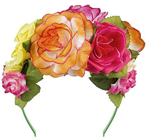 Boland 52219 - Blumen-Haarreif, Tiara mit bunten Blüten, Kopfschmuck, Accessoire, Kostüm, Karneval, Mottoparty