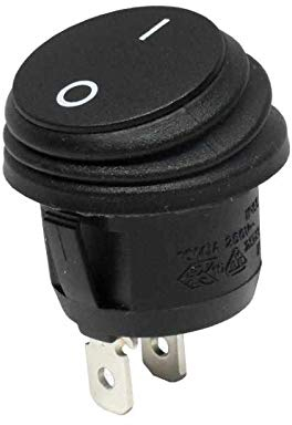 WITTKOWARE Kontroll-Wippenschalter, IP65, Einbau-Ø 20mm, 1-polig, EIN/AUS, 10A/250V~, unbeleuchtet, Tastenfarbe schwarz