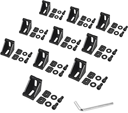 Justech 10x Eckwinkel Befestigungsmaterial für 3030 Aluminium Extrusion Eckverbinder Nut 8 Aluprofil Winkel Wandhalter Montagematerial mit M6 T-Muttern für Aluminiumrahmenstruktur 35x35x28mm Schwarz