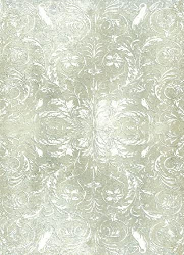 Zita`s Creative Rispapper A3 – vita tendrils. Motiv-stråsilke, halmsilkespapper, decoupage papper
