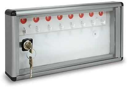 ALUBOX Bacheca Portachiavi Da Parete In Alluminio 30X5X14 Cm Porta Chiavi Da Muro Per Casa Interno O Esterno Protetto Made In Italy Con 8 Ganci Numerati (ARGENTO METALLIZZATO)