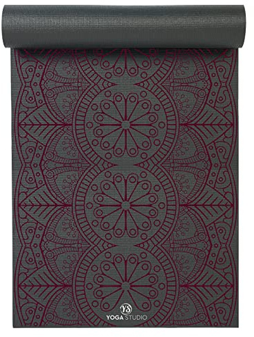 Yoga Studio Alfombrilla de yoga adhesiva diseñada | Oeko-Tex a prueba de desgarros antideslizante | Para entrenamiento, ejercicio, gimnasio, fitness, mandala, yoga y pilates, 183 cm x 61 cm x 6 mm,