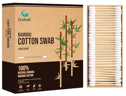 Cotons-tiges en bambou – 1000 pièces – Têtes pointues et en spirale – Cotons-tiges 100 % biodégradables | Démaquillant naturel et durable | Têtes en coton bio | Certifié FSC et approuvé PETA.