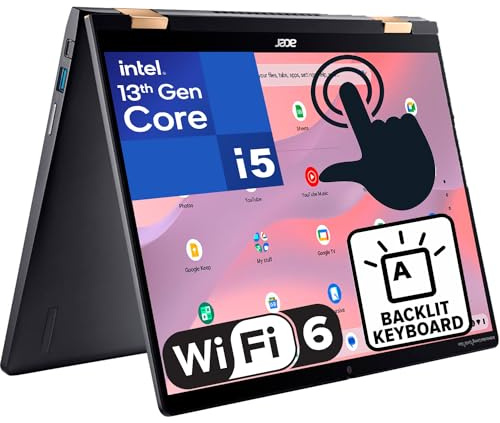 Acer Chromebook Spin 714 2-in-1 FHD+ Touchscreen, 13th Gen Intel 10-Core i5-1335U (Beat i7-1270P), 8GB LPDDR4X RAM, 256GB PCIe SSD, WiFi 6, Bluetooth 5.2, Backlit Keyboard,