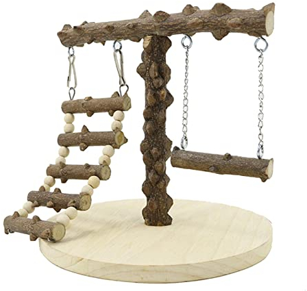 Jimtuze Papagei-Spielplatzständer - Vogelspielplatz,Trainingsständer mit Leiter und Schaukel Nymphensittich-Spielplatz für Haustier-Vogel-Spielzeug