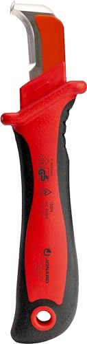 Jonard Tools KN-200INS 1000V Insulated Sheathing Knife for Cable & Duct Slitting and Dismantling, VDE Certified - Ideal for Electricians and Telecom Use