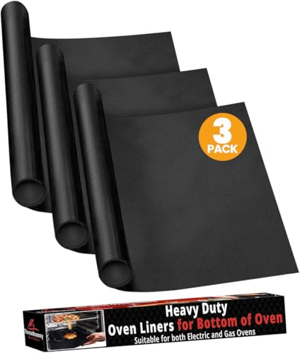 Heavy Duty Oven Liners for Bottom of Oven, Non Stick Teflon Liners for Electric or Gas Ranges, Reusable Mats for Electric Gas Microwave or Grill, BPA & PFOA Free Spill Guard, Kitchen Accessory