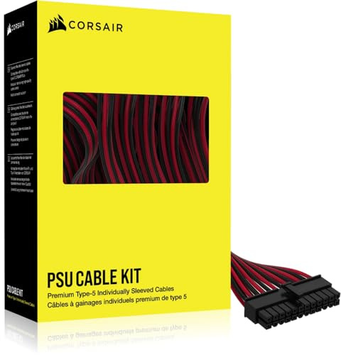 Corsair Câbles d'alimentation de Type 5 à Gaine individuelle - Kit de démarrage - Noir et Rouge
