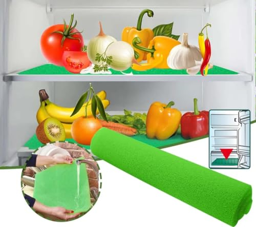 2 tappetini a base conservante antimuffa, antibatterico, anti-umidità, spugna per cassetto della verdura e frutta del frigorifero