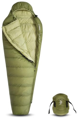 ATEPA 700FP Daunenschlafsack für Erwachsene, Ultraleichter 0 Grad Mumienschlafsack mit RDS Daunen & recyceltem 15D Nylon für Backpacking Camping Wandern, ISO Limit 35°F, Grün