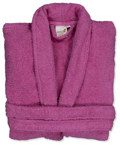 BOSKIMO Peignoir de Bain Unisexe 100% Coton - Peignoir Doux et Absorbant pour Homme et Femme - Avec Capuche (FR/ES, Alpha/lettres, L, Taille normale, Taille normale, Fuchsia, Sans Capuche)