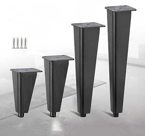 Justerbara möbelben i aluminium uppsättning av 4 soffor köksskåp tebord TV-skåp nattduksbord stödben 18 cm höjd svart färg