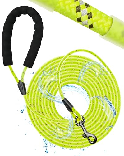 Laisse pour Chien - Imperméable et réfléchissante pour la sécurité - Légère, Solide et Robuste - Laisse d'entraînement avec dragonne - 5m/10m/15m/20m pour Petits, Moyens et Grands Chiens