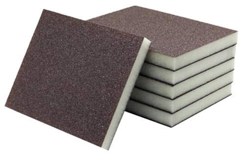 6 Piezas Esponjas para lijar Grano 60 Almohadillas de Lijado en seco y húmedo de Doble Uso Bloques de Lijado Lavables Taco Lija Reutilizable Taco Abrasivo para Madera Plástico Metal Muro Pulido