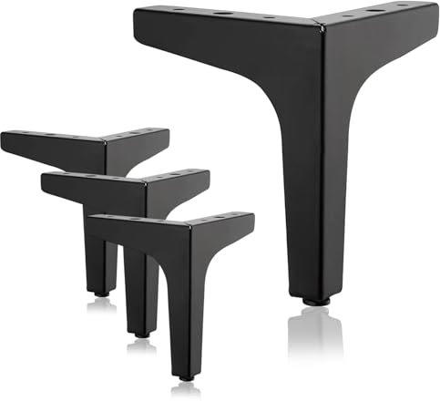MHYMX Furniture Legs, 4 Pcs Furniture Feet 15cm Modern Cupboard Leg Black Cabinet Legs Heavy Duty Metal Legs for Furniture Cabinets Sideboard Couch
