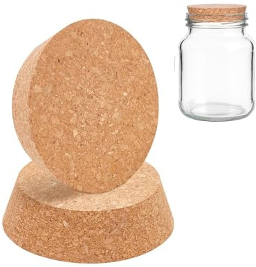 2 Stück Flaschenverschlüsse Aus Kork Korkstopfen Natürliche Weiche Holzstopfen Flaschenkorken Holzkorkendeckel für Glasflaschen Weinflaschen Karaffen Keramik, 3cm Dick (100x85mm)