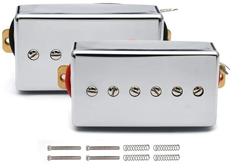 P90 Style Guitar Neck and Bridge Single Coil Pickup 6 Adjustable Screw Humbucker Sized - Chrome