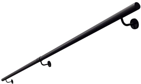 Barra di sicurezza regolabile in metallo per interni ed esterni, supporto da parete antiscivolo con connettori (250 cm), supporto durevole e sicuro.