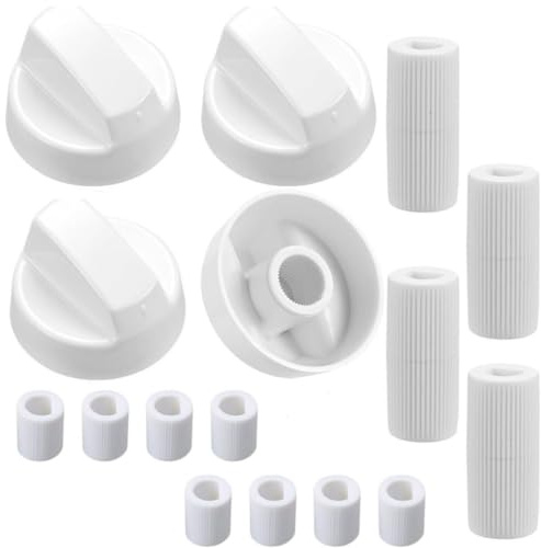 Zwenjuan Manopole Fornello Pomello,4 Pezzi Manopola Universale per Attacco fornello a Gas,Fornello Gas Pomelli Forno 42 mm,per Cucina Stufa Gas Piano Cottura Forno,Bianco
