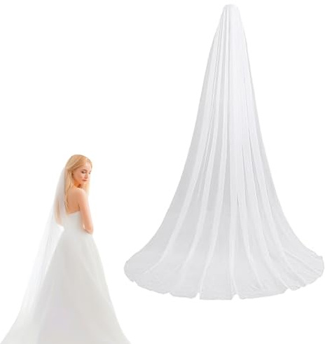 Schleier Braut, Brautschleier lang, Weicher Tüll Schleier, Braut Hochzeits Haarschmuck Brautkleid Schleiers für Hochzeiten, Lolita Kleider, Strand Und Kirche (300 cm)