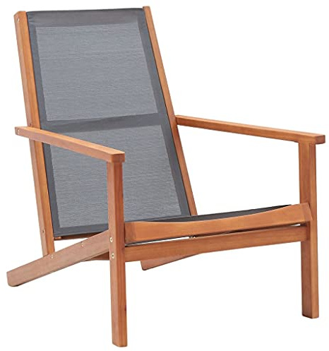 KTHLBRH Gartenliege aus massivem Eukalyptusholz mit atmungsaktivem und strapazierfähigem Textilene-Gewebe, Outdoor-Stuhl mit natürlicher Ölbeschichtung, einfach zu montieren und zu reinigen