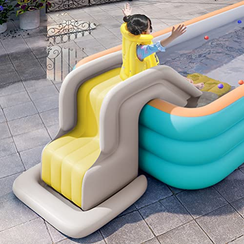 Tobogán Acuático Inflable, PVC Fácil de Almacenar Peso Ligero 200 X 85 X 80 Cm Después del Inflado Tobogán Acuático de Escalada Azul, Verde y Amarillo para el Verano (Gene