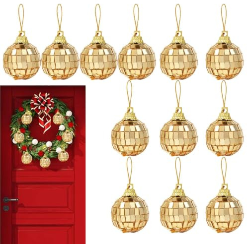 Jul Diskokula Prydnader 12 Stycken Julparty Dekorationer | Spegel Diskokula Träd Dekoration För Husägare, Dekoratörer, Hyresgäster, Hemmakontor, Lägenhet, Vardagsrum, Sovrum,