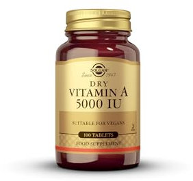 Solgar Vitamina A Seca 5000 Ui Comprimidos - Envase De, Multicolor, 100 Unidad