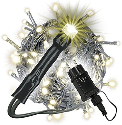 Nipach GmbH 200er LED Lichterkette Innen und Außen grünes Kabel Weihnachtsbeleuchtung (warmweiß)