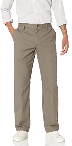 Amazon Essentials Classic-Fit Wrinkle-Resistant flat-framsida chino-byxor trosa, grå (taupe), W40/L30