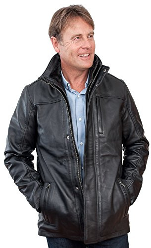 Hommes mi-longueur veste en cuir Noir chaud classique 3XL