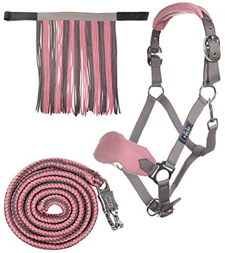 HKM 10734 Halfterset, Halfter Fliegenfransen Strick 180cm Panikhaken, Pony VB WB