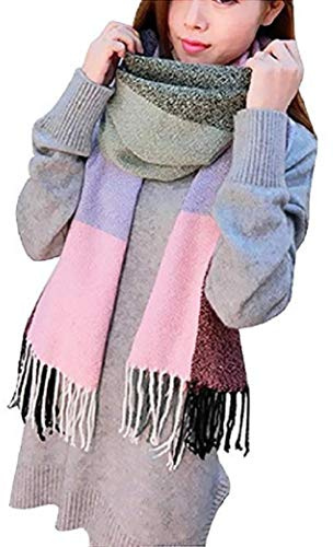 Sciarpa Donna Inverno, donna inverno scialle maglione cappotto Girl grandi Tartan Wrap Maglia Scialle Inverno Donna, Poncho Donna Invernale Stola Pashmina per Donna
