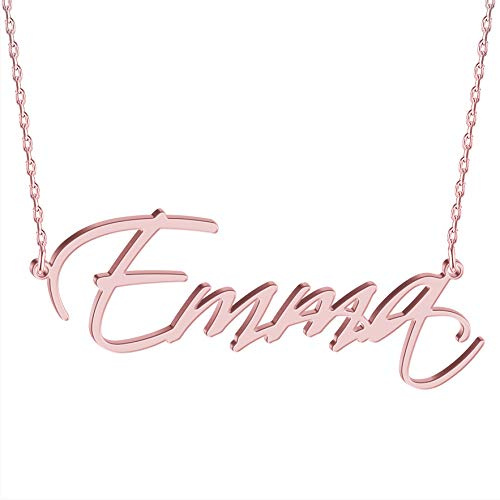 JOELLE JEWELRY Collier Prenom Personnalisé avec Pendentif en Or Rose Argent 925 pour Femme Homme Cadeau Fille Anniversaire Marriage