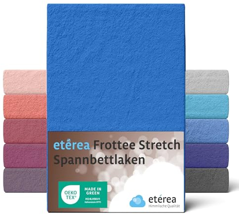 etérea Frottee Spannbettlaken 60x120-70x140 cm Blau für 5-15 cm Steghöhe 80% Baumwolle + 20% Polyester - Oekotex Spannbetttuch Bett Bezug Matratzen - Bettlaken 60x120cm - 70x140cm Blue